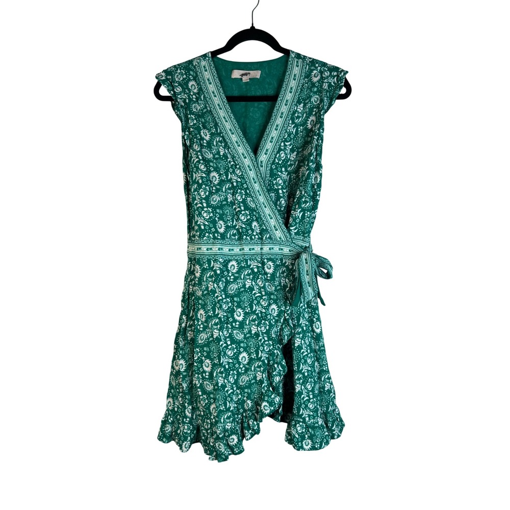 LOFT Women's‎ Green Floral Paisley Faux Wrap Ruffle Summer Casual Romper Size  6